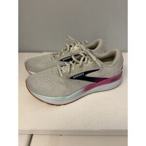 Brooks Ghost 16 Women's Running Shoes - White/Grey/Pink - Gum Sole - US Size 11